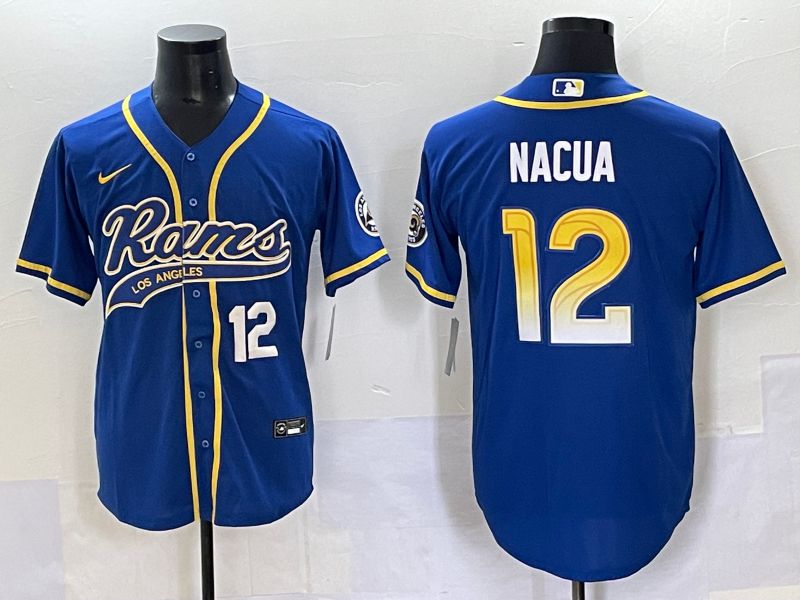 Men Los Angeles Rams #12 Nacua Blue Joint Name Nike 2025 Limited NFL Jersey style 04